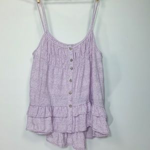 Free People Purple Babydoll Ruffle Button Small